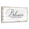 Crafted Creations Beige and White 'Believe II' Christmas Canvas Wall Art Decor 18" x 36"